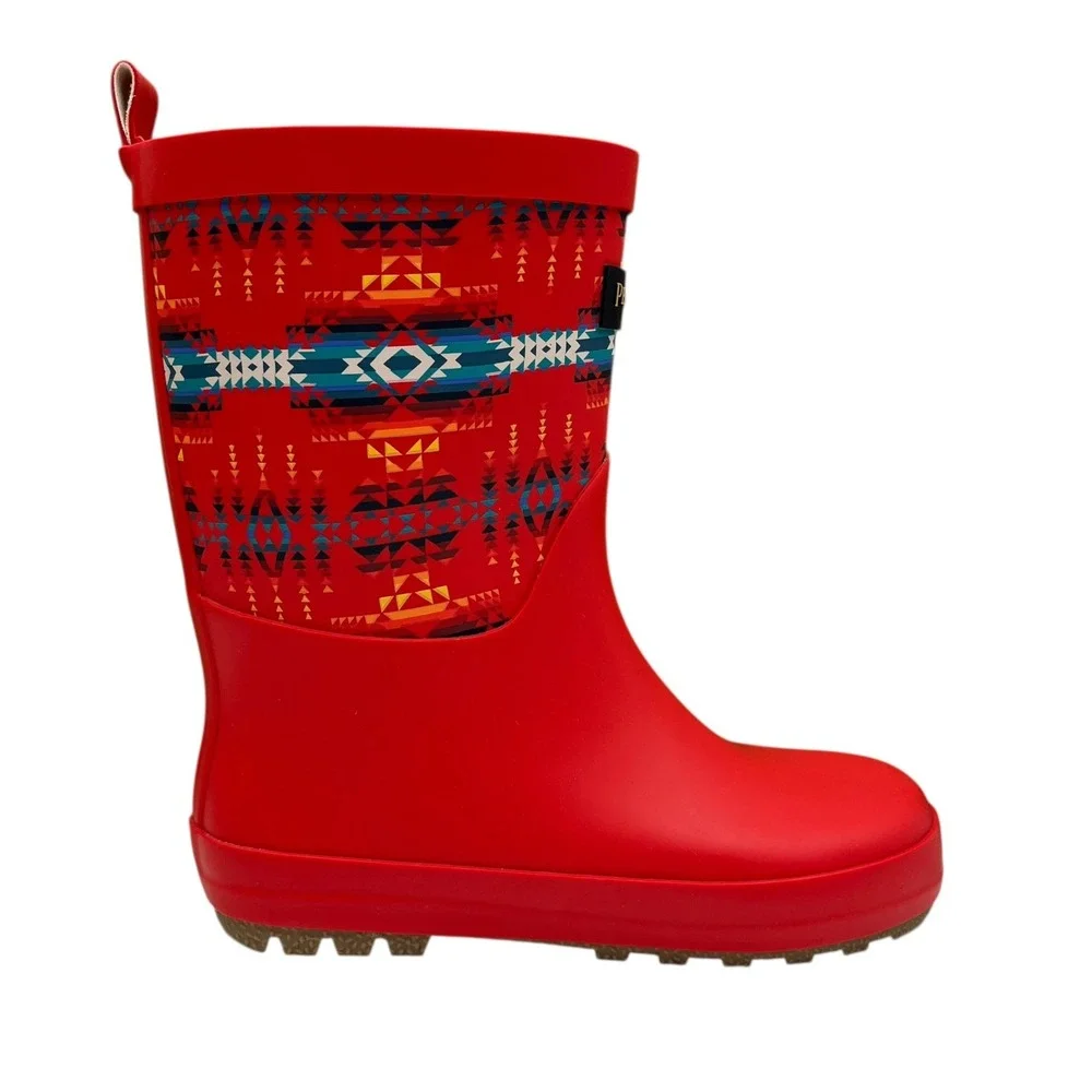 Pendleton Tucson Little Boys Rubber Mid-Calf Rain Boots‎ Size 11/12 Red-Multi